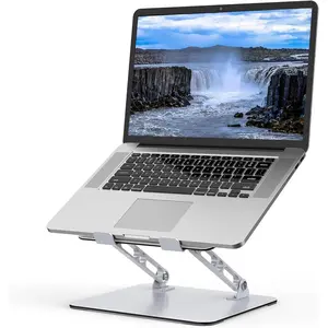 Adjustable Laptop Stand for Desk, Metal Foldable & Ventilated Riser - Portable Notebook Holder with Cooling Design, Compatible with 10-15.6 Inch Laptops