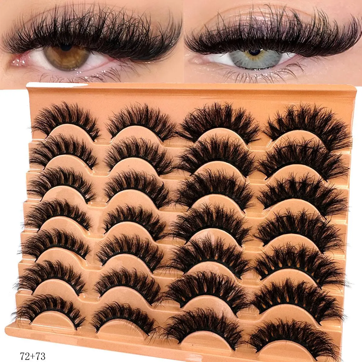 14 Pairs 6D Russian D Curl Dramatic Eyelash Strips, High-Quality Dense Volume, Volumized False Eyelashes, Lightweight and Comfortable for Everyday Fashion, Cosmetic False Lashes, Artificial Lashes, Eyelash Falsies