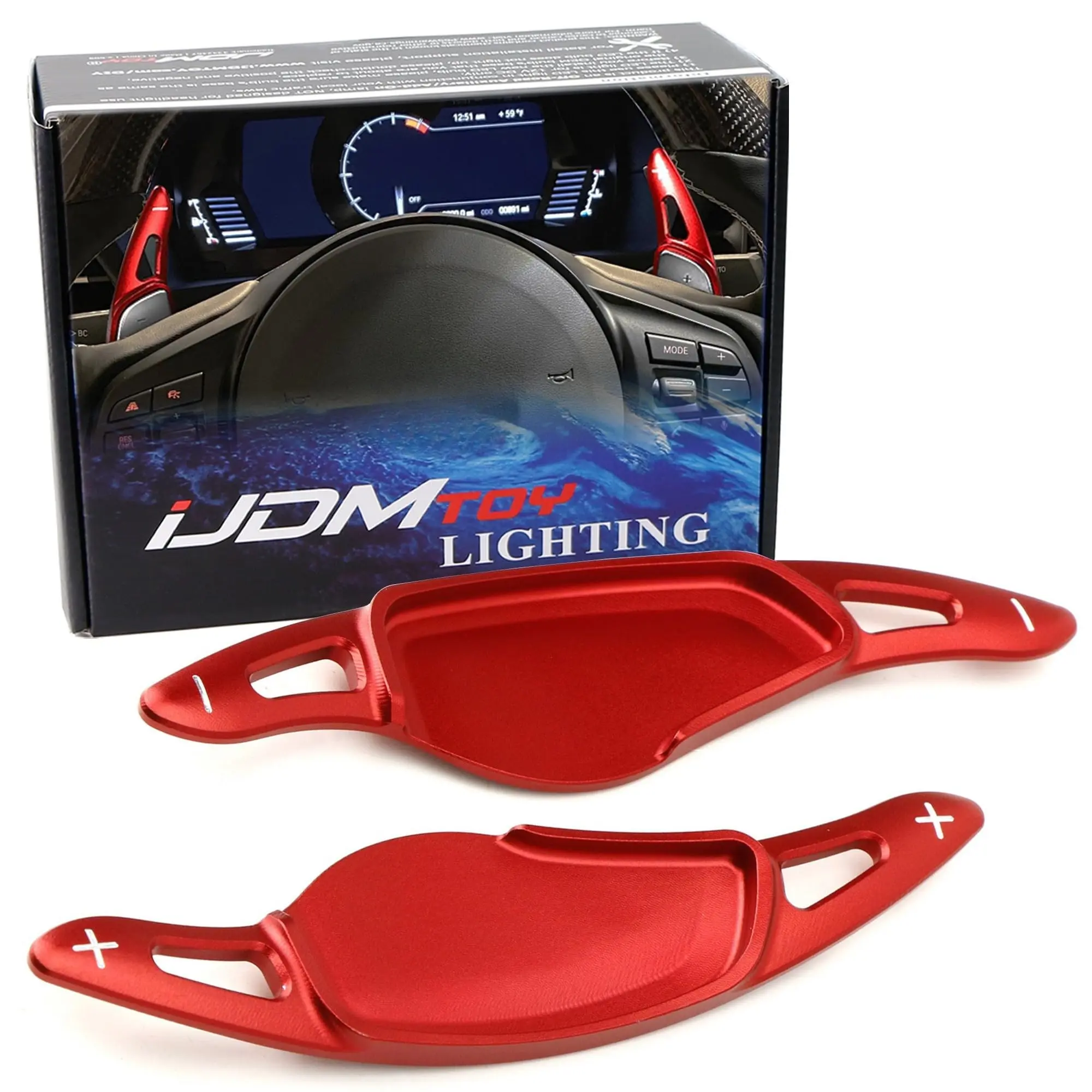 iJDMTOY Sports Red CNC Billet Aluminum Large Paddle Extensions For Toyota 2020-up Supra GR