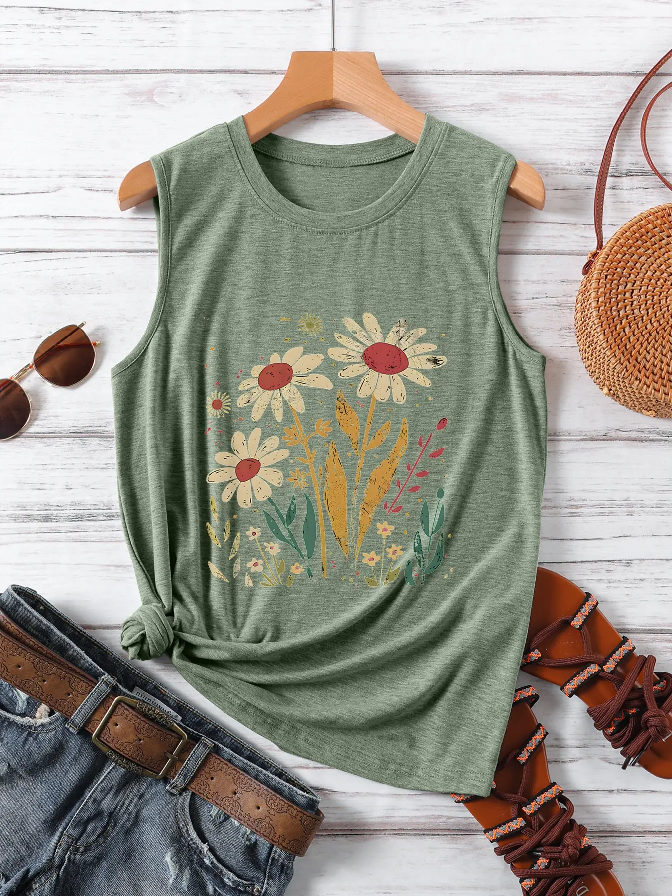 Women Fashion Vest Tops Casual Crew Neck Short Sleeve Tees Tops