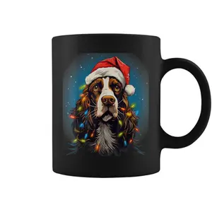 Xmas English Springer Spaniel Dog Tangled Christmas Lights Graphic Print Coffee Mug