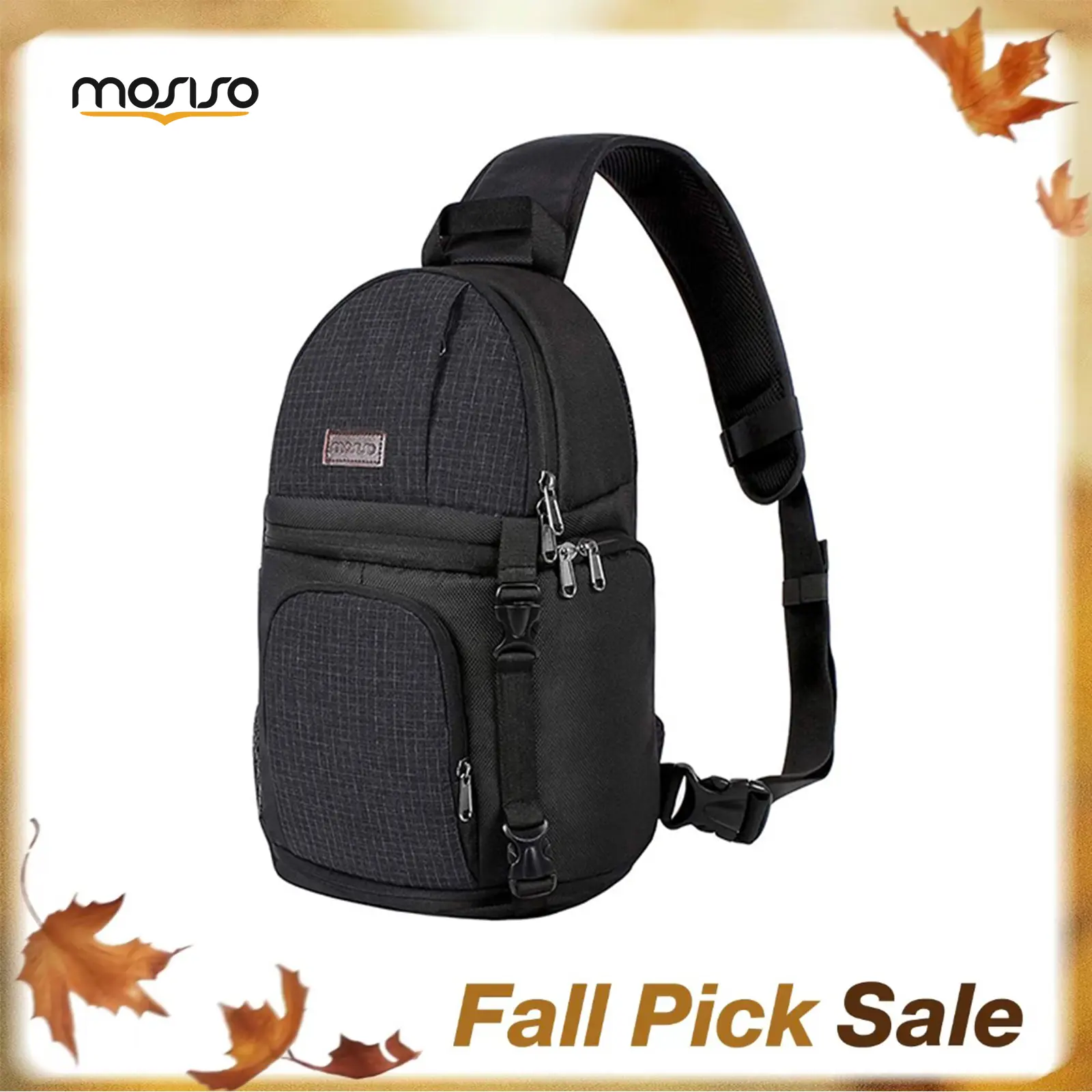 MOSISO Adjustable Camera Sling Backpack - Shockproof Fabric Shoulder Bag with Tripod Holder, Removable Inserts, Anti-Theft Pocket, Fits DSLR/SLR/Mirrorless Cameras (Canon, Nikon, Sony) & Smartphones (Travel, Vlog Accessories), Casual-Style, Breathable Mes