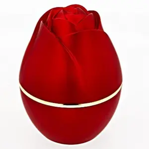 Elegant Rose Shaped Red Ring Box with Bright LED Light for Jewelry Gift 2x3x2.3 Inches Perfect for Proposals and Engagements - Ring is Not Included