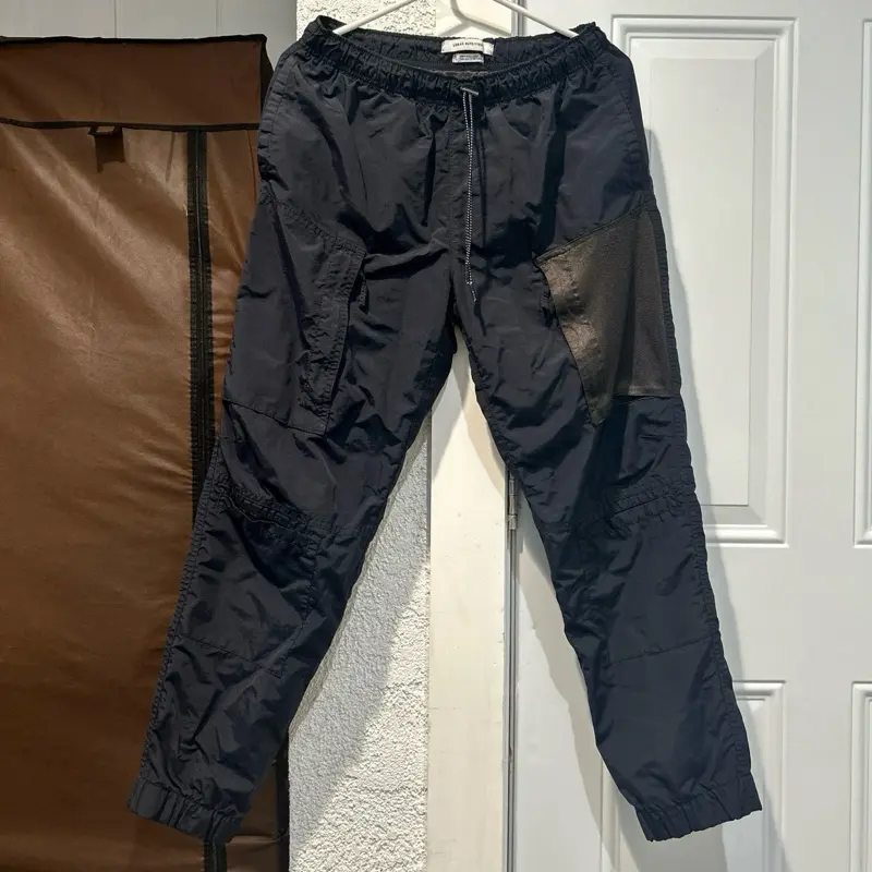 Urban Outfitters Black Nylon Cargo Pants Drawstring Elastic Waist Mesh Pocket S