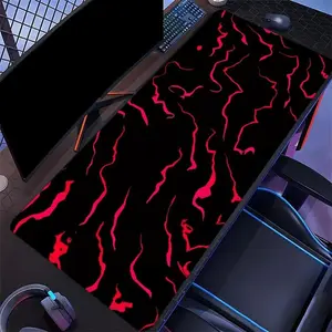 Abstract Red Streak Pattern Mouse Pad, Large Extended Gaming Mouse Pad with Non-slip Rubber Base, Durable Oblong Desk Mat for Keyboard and Mouse