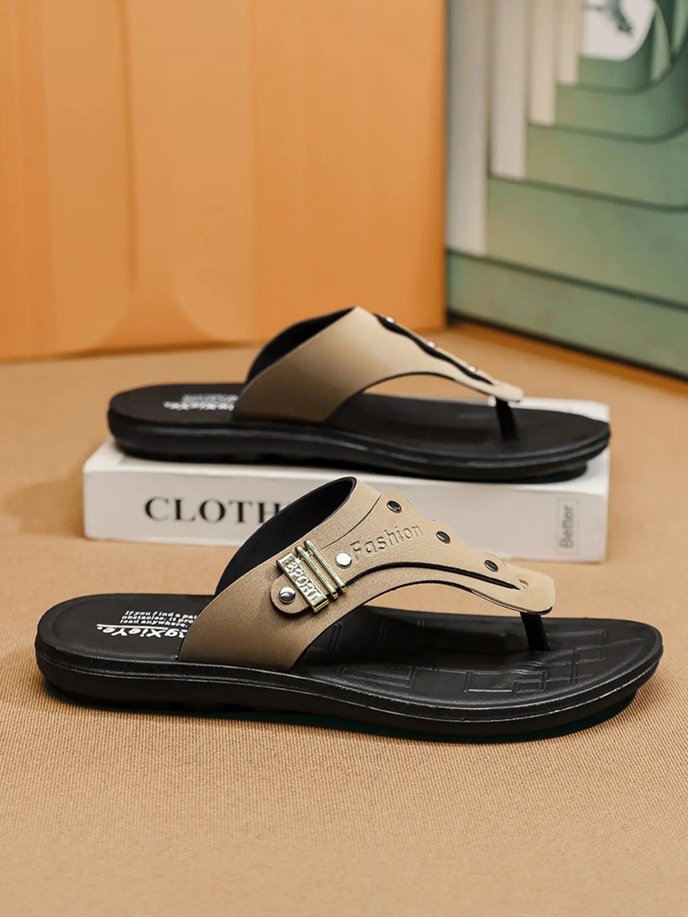 1 Pair Men's Lightweight Durable Trendy Casual Sport Summer Flip-Flops Sandal, Lightweight Footwear, Breathable Upper, Shock-Absorbing Footbed, Soft Lining, Non-Slip Outsole, Classic Thong Design, Ideal for Beach Vacation, Outdoor Travel, Daily Commute