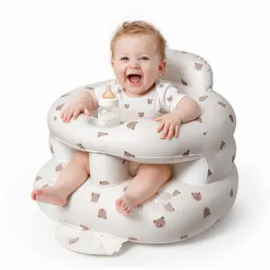 Upgraded Inflatable Baby Seat with Safety Guardrails, Thicker Sit Me Up Floor Seat for Baby Chair Sit Me Up, Blow Up Baby Chair Learning to Sit Built in Air Pump Infant Floor Chair for Babies 3-36 mth