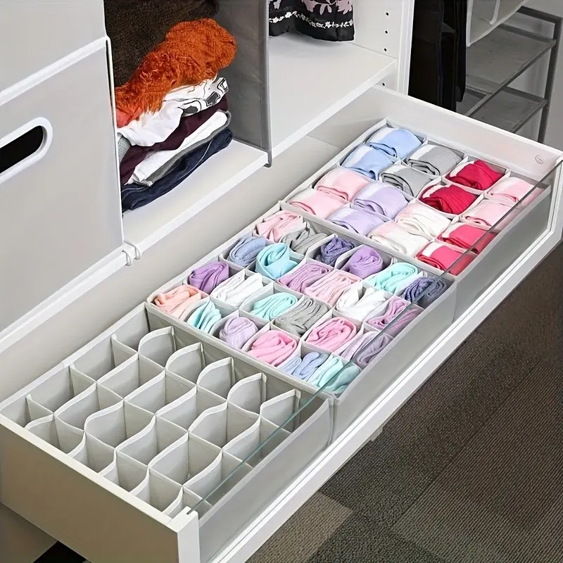 1pc Drawer Organizer Divider, Foldable Wall Cabinet Storage, 24 Slots, Underwear Storage Box, Socks Handkerchief Tie Belt Closet Organizer, Drawer Storage Boxes, Dresser Drawer Organizers, Clothing Organization