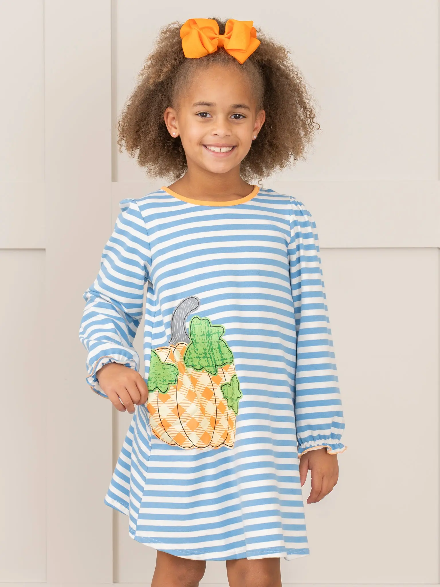 Cobalt Striped Gingham Pumpkin Dress