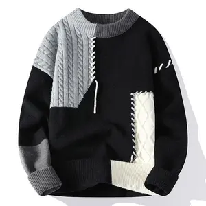 American Street Style Color-Block Knit Sweater – Unisex Dopamine Aesthetic Crewneck Warm Pullover