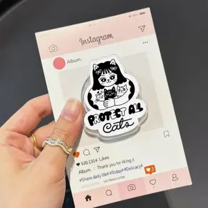 Protect All Cats Phone Grip, Cute Cat Lover Phone Holder, Animal Rights Quote Pop Grip, Aesthetic Kitty Phone Accessory Gift