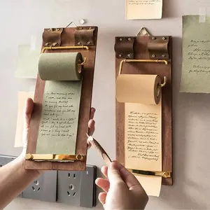Hangable retro post-it notes board clip reel post-it notes paper can tear ins blank wooden post-it notes blank message book Self Adhesive Stickers