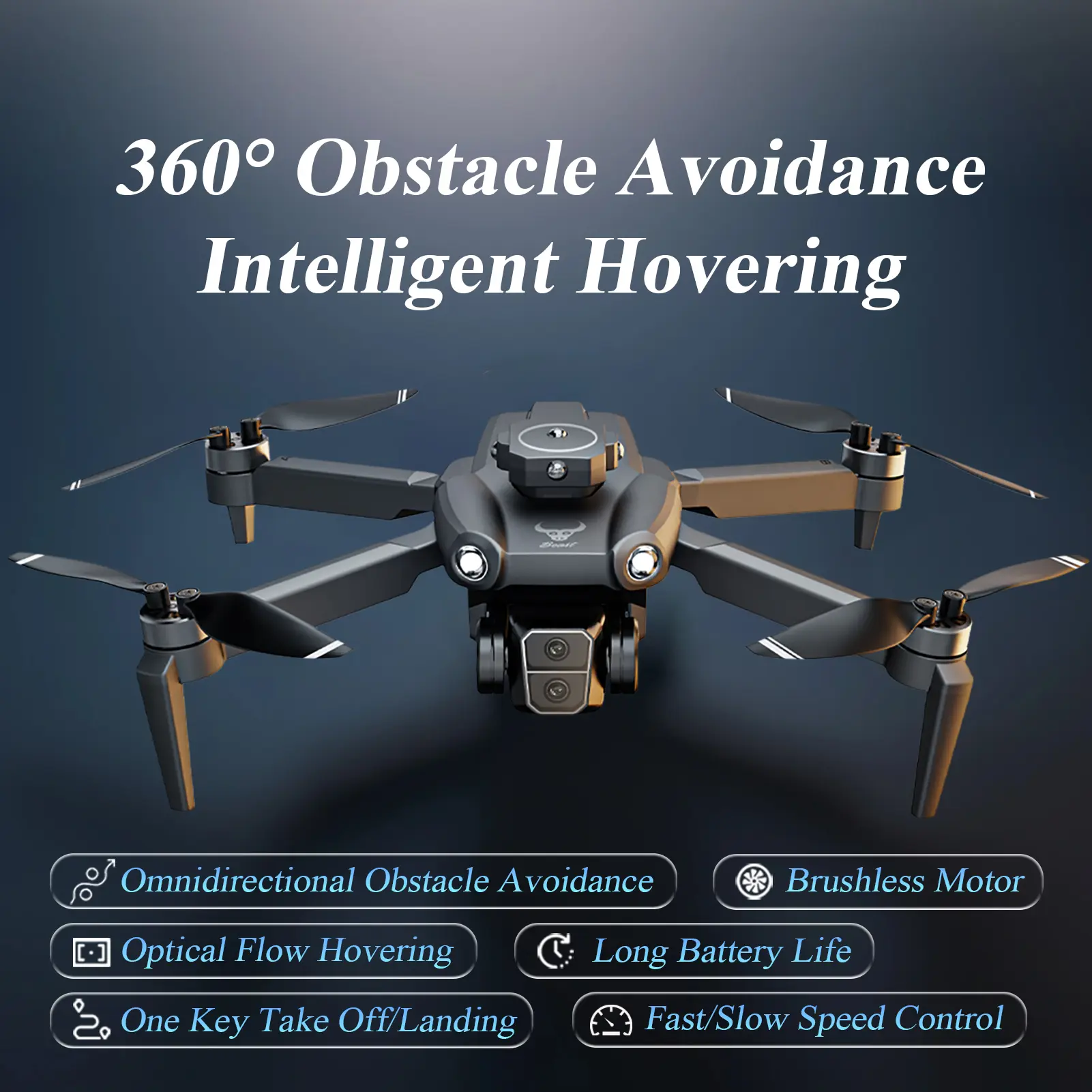 Brushless Motor Drone With HD Dual Cameras, Optical Flow Hovering, Trajectory Flight, WIFI Real-time Image Transmission, Stable Hovering Aerial Photography, Intelligent Obstacle Avoidance, Headless Mode, Speed Control