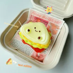 Simulation ultra-thick sandwich toast, pinchable and layered burger, creative simulation edible toy, detachable, slow rebound, DIY stress relief boxless
