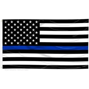Swiilpo Thin Blue Line American Flag - 3 by 5 Foot Flag with Grommets,By Traiisutor
