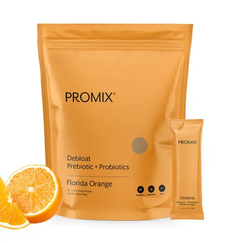 Promix Debloat: Prebiotic + Probiotic – Florida Orange – Reduce Bloating & Support Digestion – 30 Servings