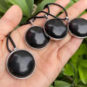 Natural Shungite Stone Pendant Necklace for Men & Women Crystal Jewelry