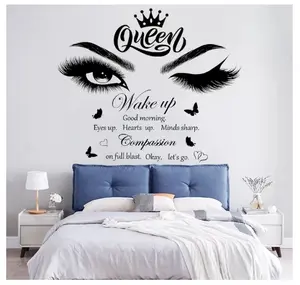 Inspirational Quotes Wall Decals Vinly Beauty Eyes Eyelash Wall Sticker Motivational Phrase Wall Decal Removable Positive Lettering Saying Sticker for Women Girls Bedroom Living Room Bathroom Decor