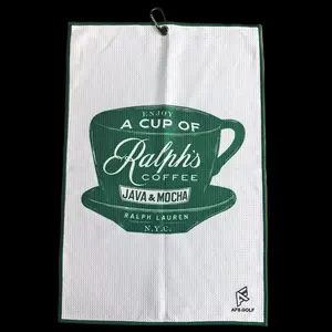 Coffee - -  small 16" x 24" Tour Caddy Towel for Golfers, Portable Absorbent Sports Towel for Tour Golf Bag Use Scotty