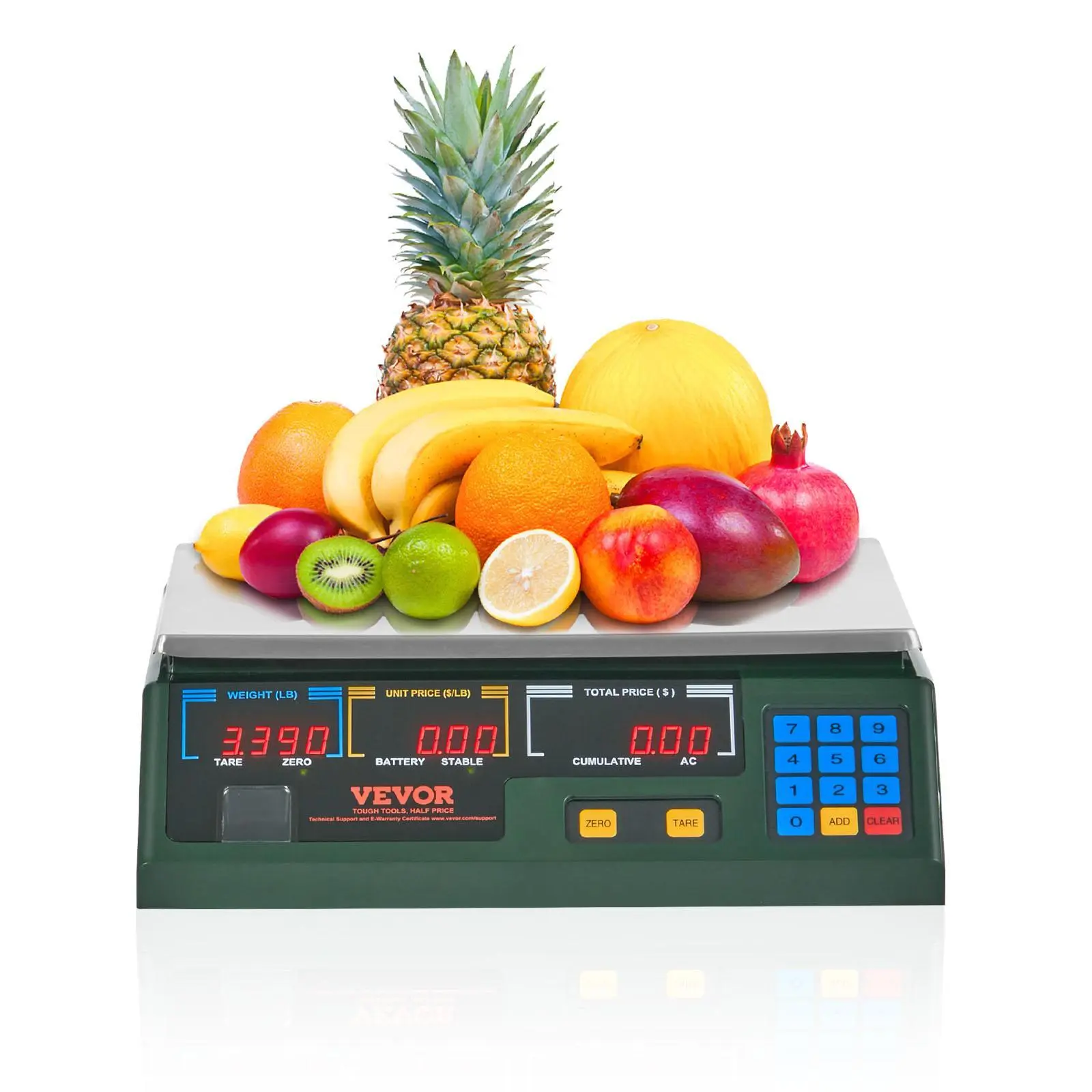 【Summerfinds】VEVOR 66 lbs Electronic Price Computing Scale, LED Digital Deli Weight Scale with Power Cord, Cumulative Display, Accumulation, Adjustable Leveling Ft, for Retail Stores, Kitchens, Adjustable Leveling Feet, Courier Services