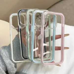 Candy Color Two-in-One Transparent Case Suitable for iPhone 16 Pro Max 15 14 13 12 11 Acrylic Phone Case