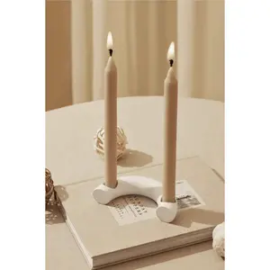 Nordic Style C Shaped Concrete Candle holder-  Ivory