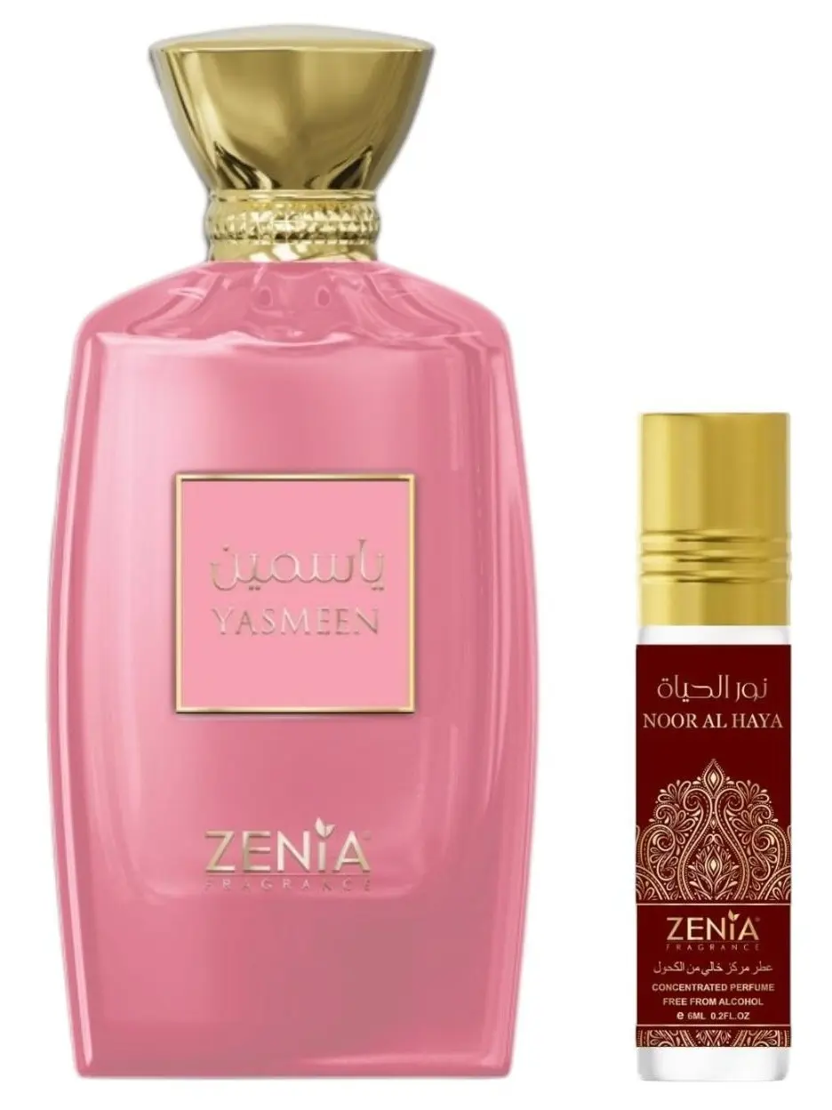 (2pc Sultry Blossom Bundle) 3.4oz Yasmeen EDP Spray + 6ml Noor Al Haya Perfume Oil Roll-On by ZENIA