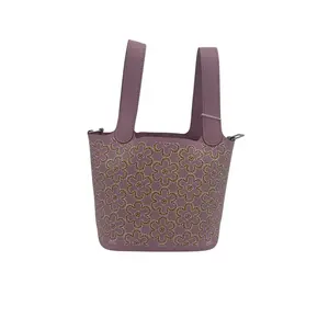 Pre-owned Leather Mini Bags Hermès Micro Picotin Lock – Limited Edition Mauve Sylvestre with Gold Floral Embroidery