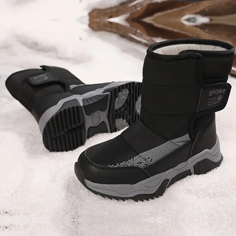 Boys' Winter Snow Boots, Thermal Insulated Cold Weather Shoes with Non-Slip Rubber Sole, Mid-Calf Height Lace-Up Closure, for Outdoor School Youth Footwear, Durable Construction, Young Athletes ABc-DY