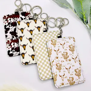 Western Keychain Wallet with two card slots - Key chain Accessory - Cow Print ideal bestie gif cute keychain