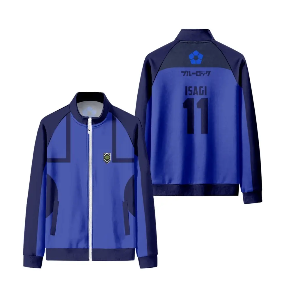 Anime Blue Lock Character Stand-Collar Full-Zip Sweatshirt, Unisex Casual Fan Apparel for Daily Wear, Anime Convention Party Accessory