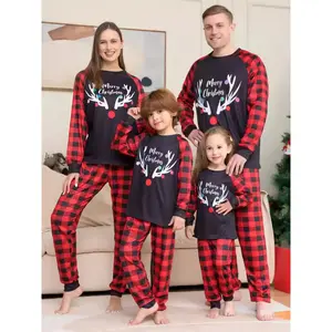 Men's and Women's Christmas Pajama Set Long Sleeves&Pants Casual Loose Holiday Pajamas Family SetRAIMENTRY