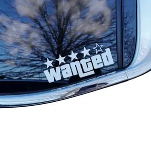 Wanted Decal Car Accessories GTA Inspired Decal with Five Stars Design for Vehicle Decoration