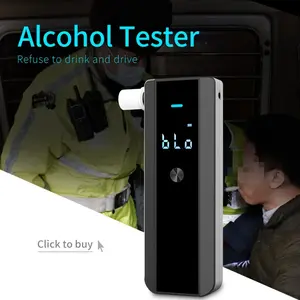 AT188 Alcohol Tester LCD Display Portable Alcohol Detector High Precision Sensor Suitable for Road Traffic Safety Home Personal Alcohol Content Detection 4 Units Switching with 10 Mouthpieces Battery Powered (Requires 2 AA Batteries)