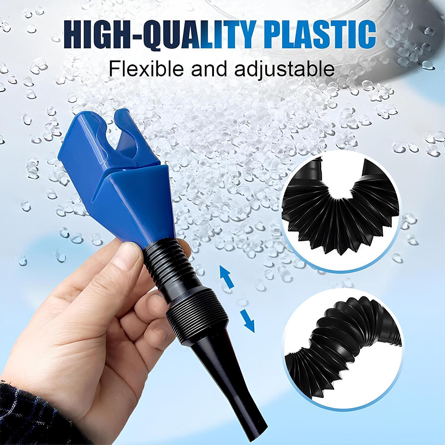 Oil Funnel for Automotive Use, Universal Wide Mouth Fuel Funnel, Hands-Free Automotive Funnel with Flexible Extended Hose, Easy to Carry for Cars, Trucks, Motorcycles
