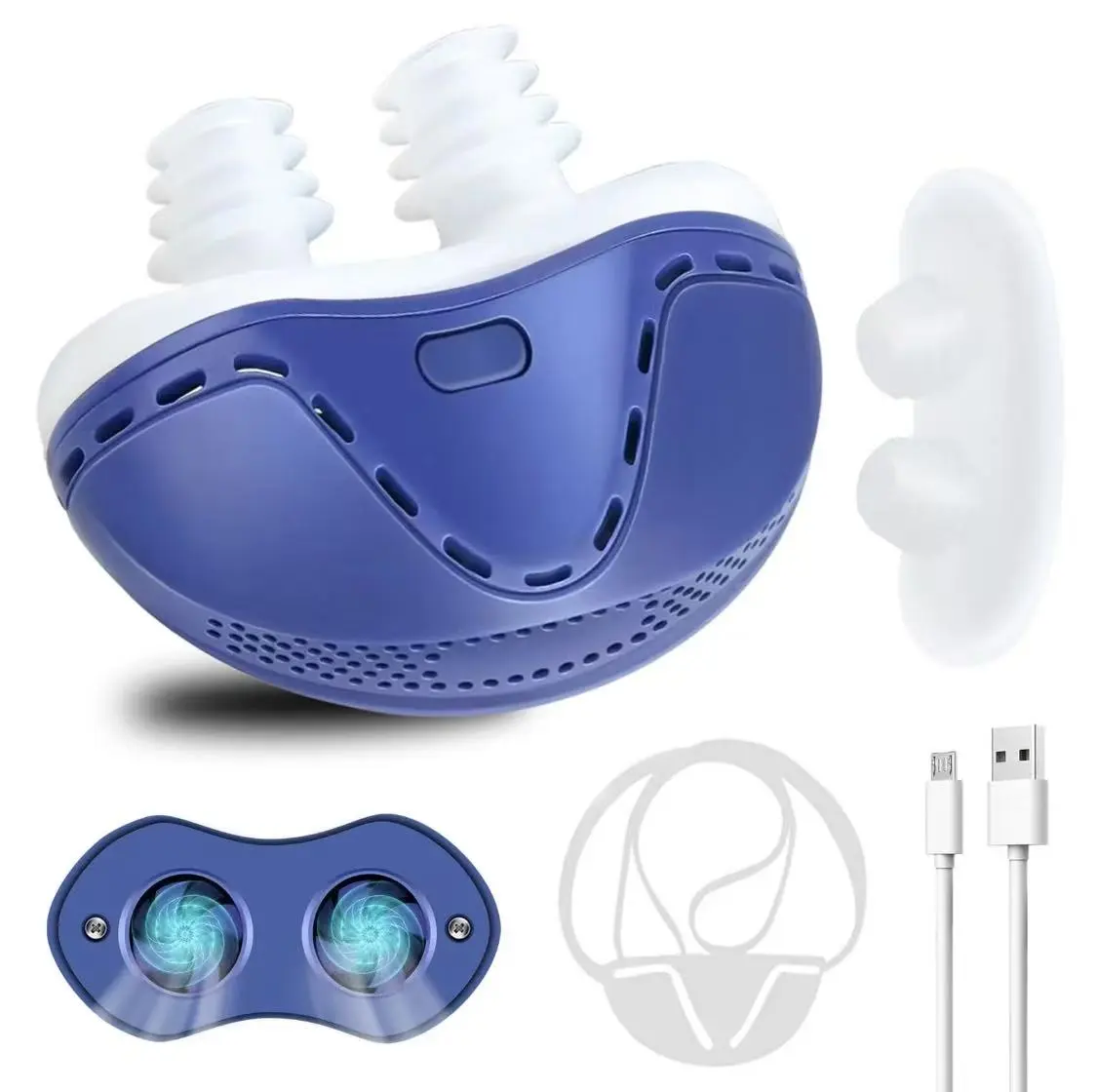 Electric Anti Snoring Device, Rechargeable Nasal Airflow Vent, Twin Turbo Silent Sleep Aid Nasal Dilator for Men Women, USB Charging Portable Snore Relief Device