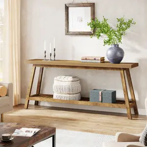 Tribesigns Farmhouse Console Entryway Table: 70.9 Inches All Wood Console Table for Entrance, 2 Tiers Narrow Long Behind Couch Sofa Table, Foyer Entry Table for Hallway, Living Room, Light Brown
