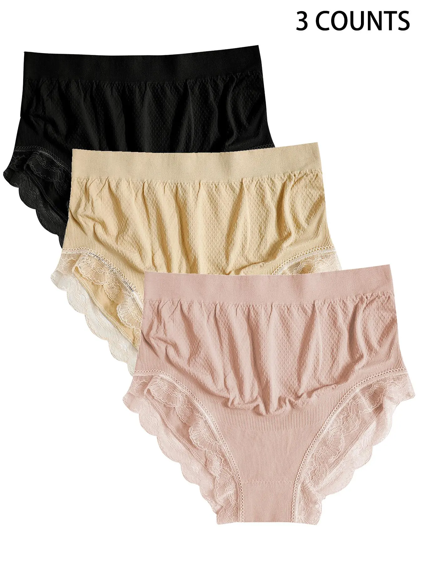 Maternity's Solid Color Lace Trim High Cut Panty, Soft Comfy Breathable Maternity Panty for Daily Wear, Maternity Underwear for All Seasons