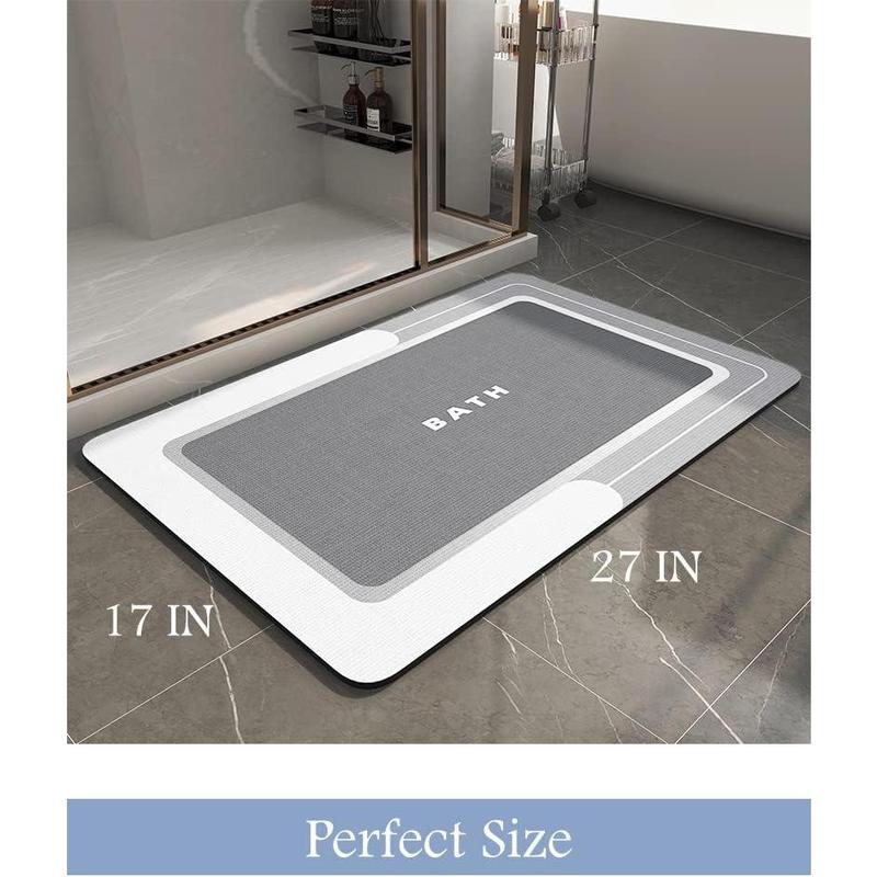Bath Mat-Bathroom Mat Rug Non Slip Super Absorbent Stain Resistant Quick Dry Thin Bath Rug-Bath Mats for Bathroom Floor Bathtub Vanity-Bathmat Bath Rug Easy Care-17"x27" Grey