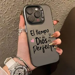 Minimalist "God's Timing Is Perfect" Quote iPhone Case, Shockproof Durable Protective Cover with Heart & Hourglass Pattern for iPhone 17 Air 16 Pro Max 15 14 Plus 13 12 11  Plus XR XS Samsung Galaxy S26 Ultra S25 Ultra S24 S23 S22 Phone Cases