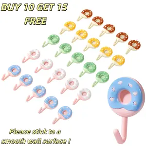 [25PCS Value Deal] Aesthetic Donut Wall Hooks - Renter Friendly Self-Adhesive Hooks for Keys, Towels & Small Spaces - Cute Nail-Free Organizers for Apartment Essentials - Buy 10 Get 15 Free