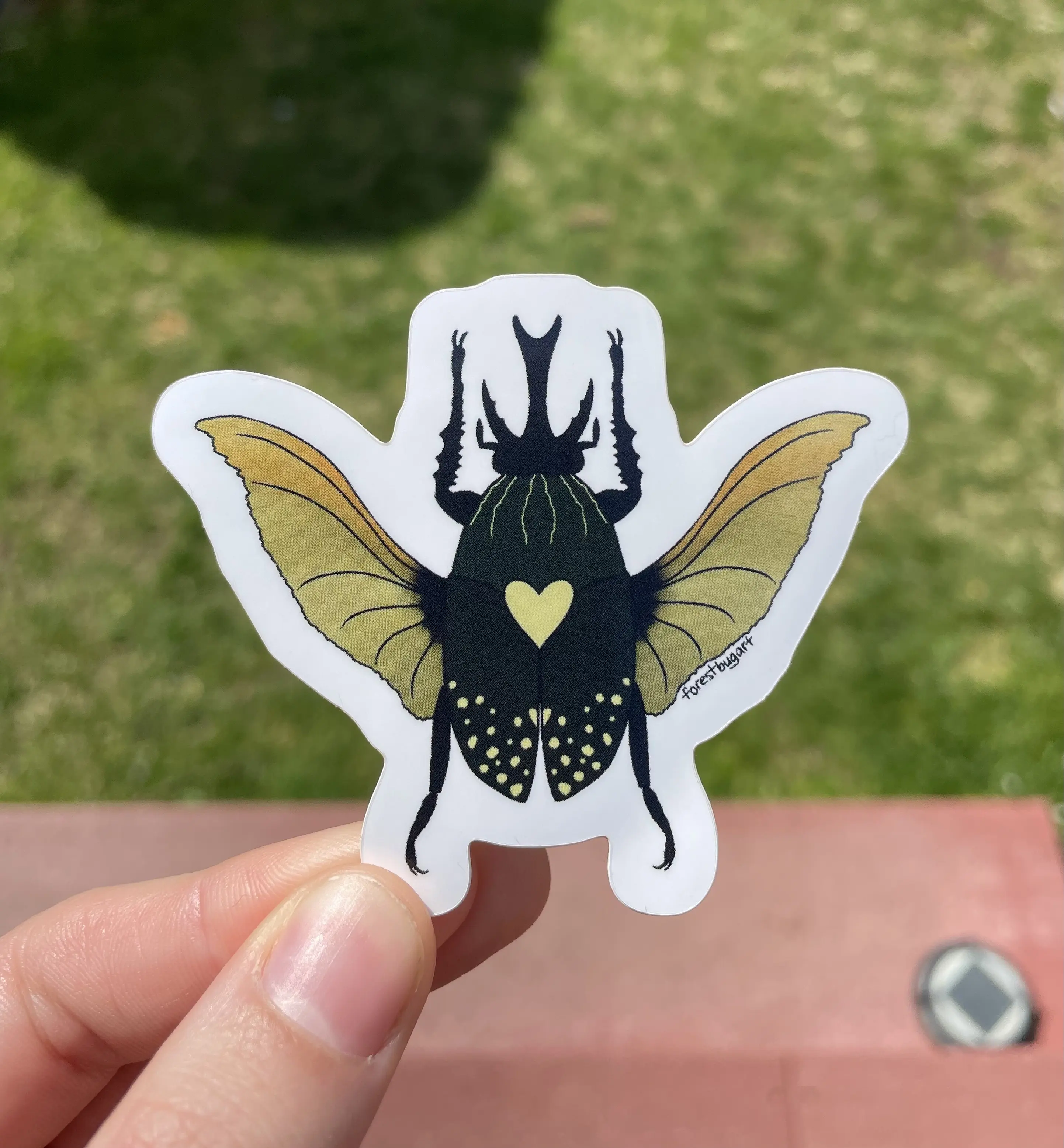 Forest bug sticker | Waterproof green beetle sticker for nature lovers
