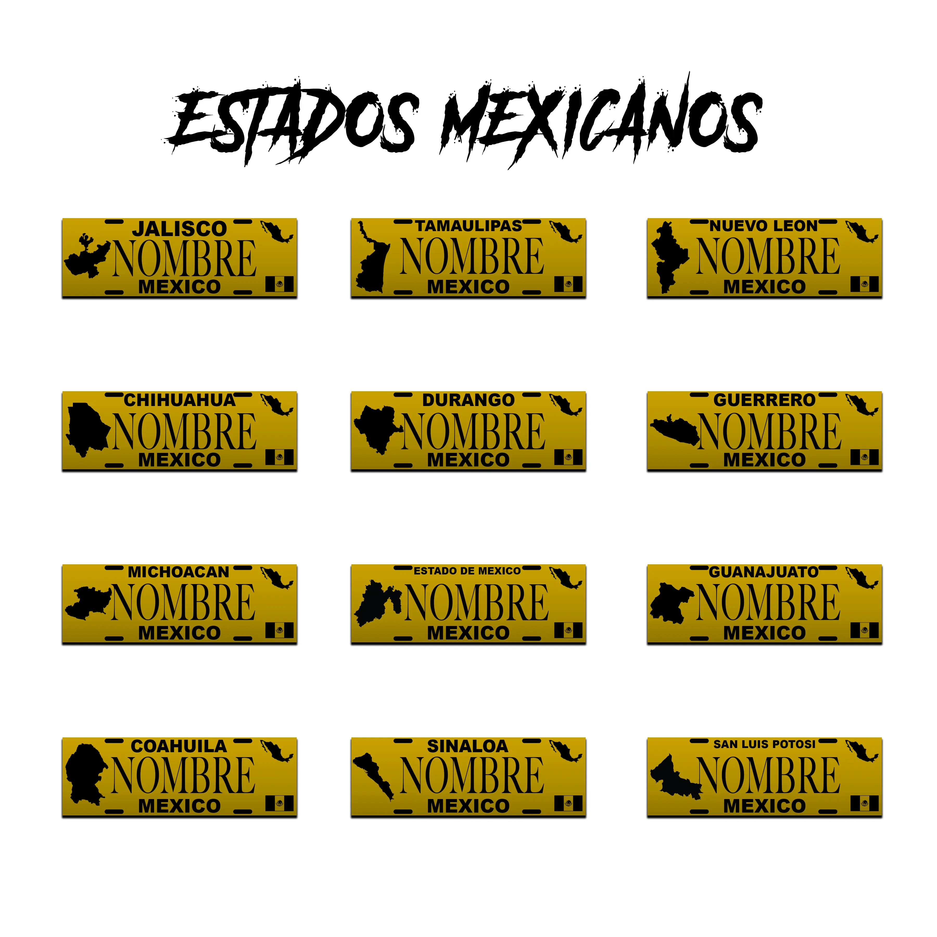 PLACAS CON ESTADOS MEXICANOS PARA CASCO