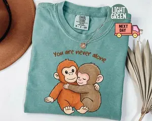 Comfort Colors Viral Punch Monkey Shirt, Cute Baby Monkey with Plush Toy Shirt, Emotional Gift for Animal Lovers