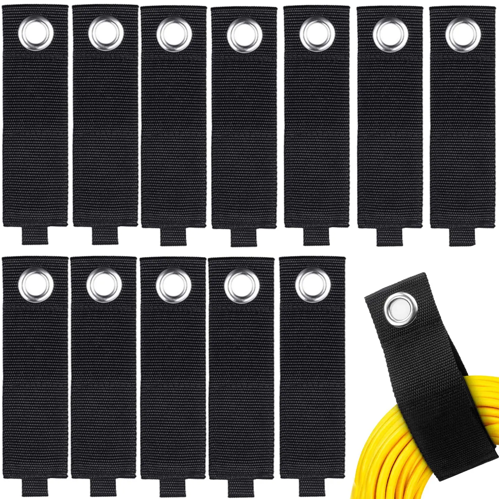 10Pcs Heavy Duty Extension Cord Holder Organizer with Hook and Loop Cable Straps for Garage Storage Accessories - Hangable