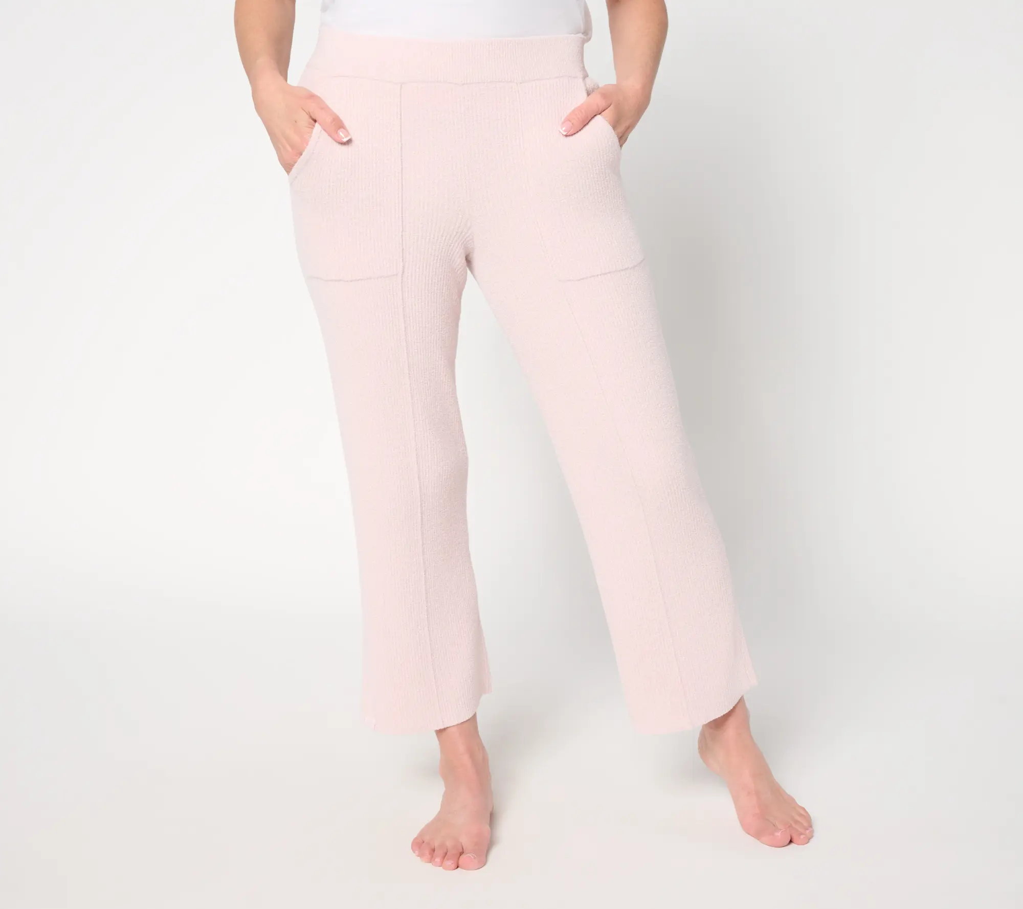 Barefoot Dreams Petite CozyChic Ultra Lite Ribbed Pintuck Crop Pant