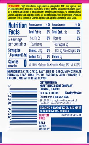 Kool-Aid Unsweetened Caffeine Free Strawberry Zero Calories Powdered Drink Mix 1 Count Pitcher Packet Mixed Beverage