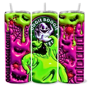 Oogie Boogie 3D Coffee 20  oz Tumbler - BPA Free, Stainless Steel, Leak Proof, Clear Lid, Includes Straw