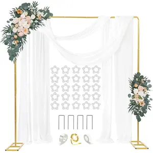 6.6FTx6.6FT Square Backdrop Stand, Gold Wedding Arch Backdrop Stand, Balloon Arch Stand Frame for Wedding Birthday Baby Shower Decoration Anniversaries (gold, 6.6FT*6.6FT)