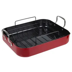 KitchenHQ 16" Diamond Ceramic Nonstick Roasting Pan with Rack